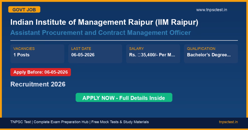 Indian Institute of Management Raipur (IIM Raipur) Assistant Procurement and Contract Management Officer Recruitment 2026