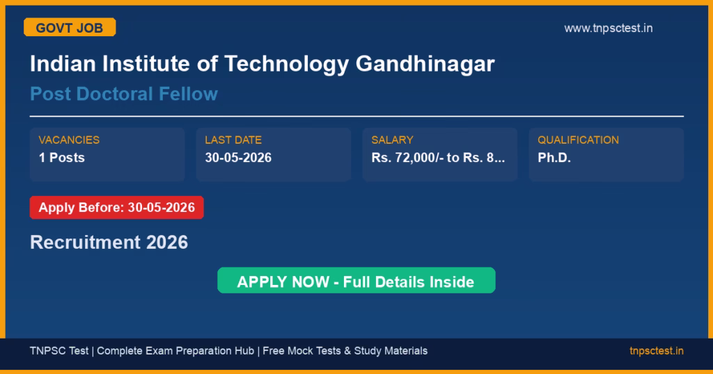 Indian Institute of Technology Gandhinagar Post Doctoral Fellow Recruitment 2026