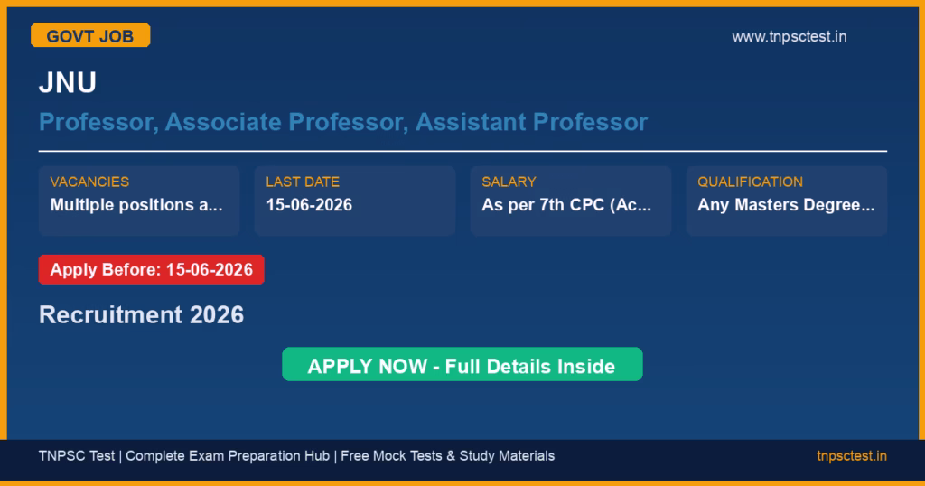 JNU Professor, Associate Professor, Assistant Professor Recruitment 2026