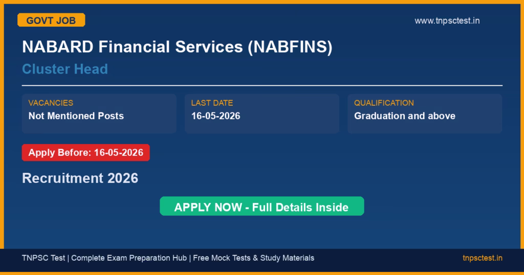 NABARD Financial Services (NABFINS) Cluster Head Recruitment 2026