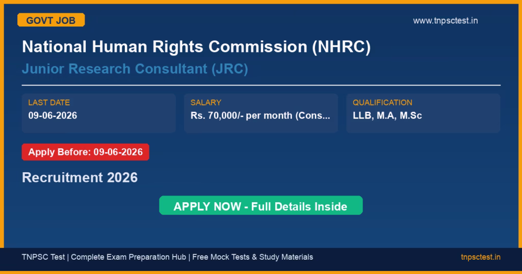 National Human Rights Commission (NHRC) Junior Research Consultant (JRC) Recruitment 2026
