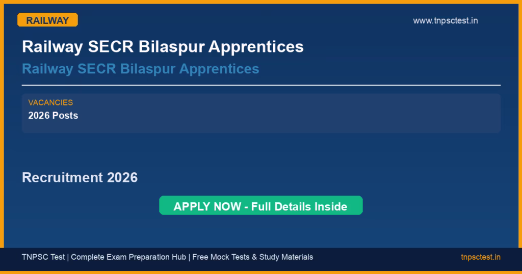 Railway SECR Bilaspur Apprentices Railway SECR Bilaspur Apprentices Recruitment 2026