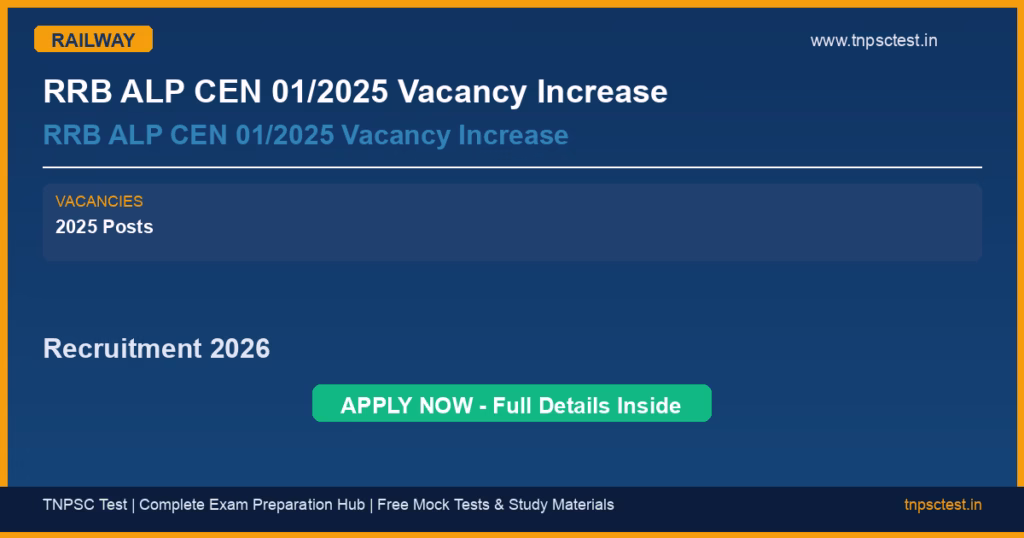 RRB ALP CEN 01/2025 Vacancy Increase RRB ALP CEN 01/2025 Vacancy Increase Recruitment 2026