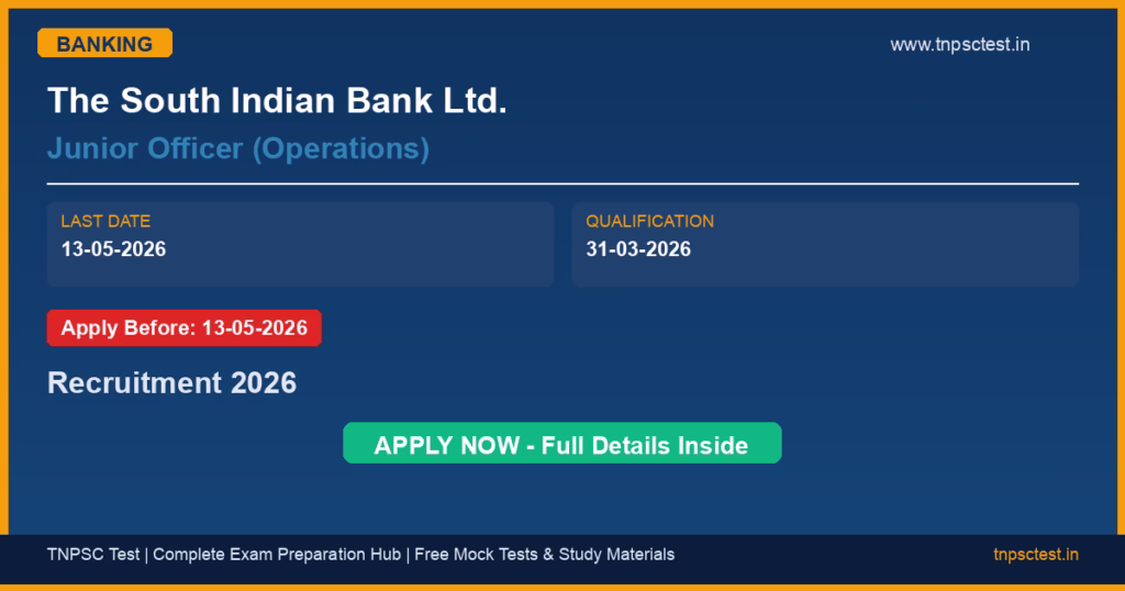 The South Indian Bank Ltd. Junior Officer (Operations) Recruitment 2026