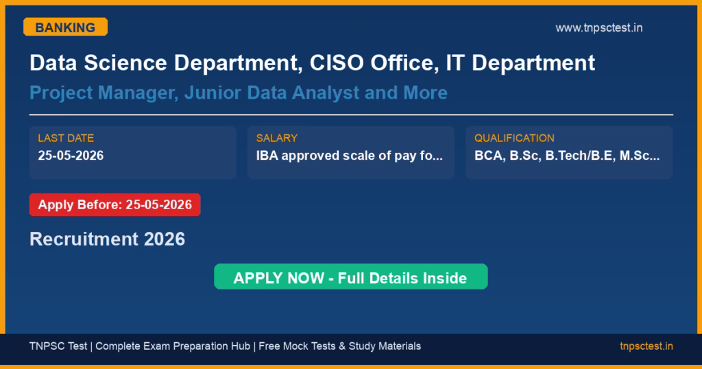 Data Science Department, CISO Office, IT Department Project Manager, Junior Data Analyst and More Recruitment 2026