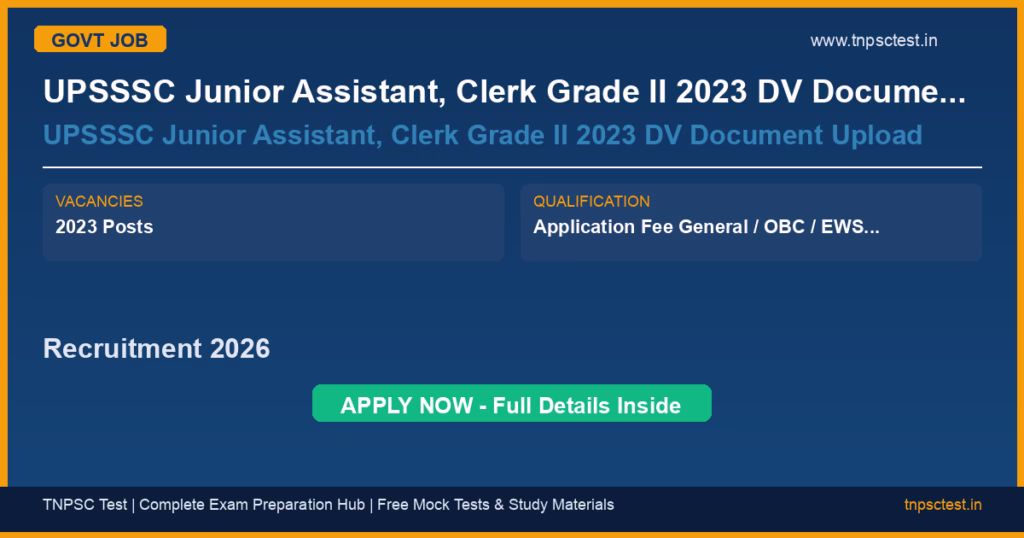 UPSSSC Junior Assistant, Clerk Grade II 2023 DV Document Upload UPSSSC Junior Assistant, Clerk Grade II 2023 DV Document Upload Recruitment 2026