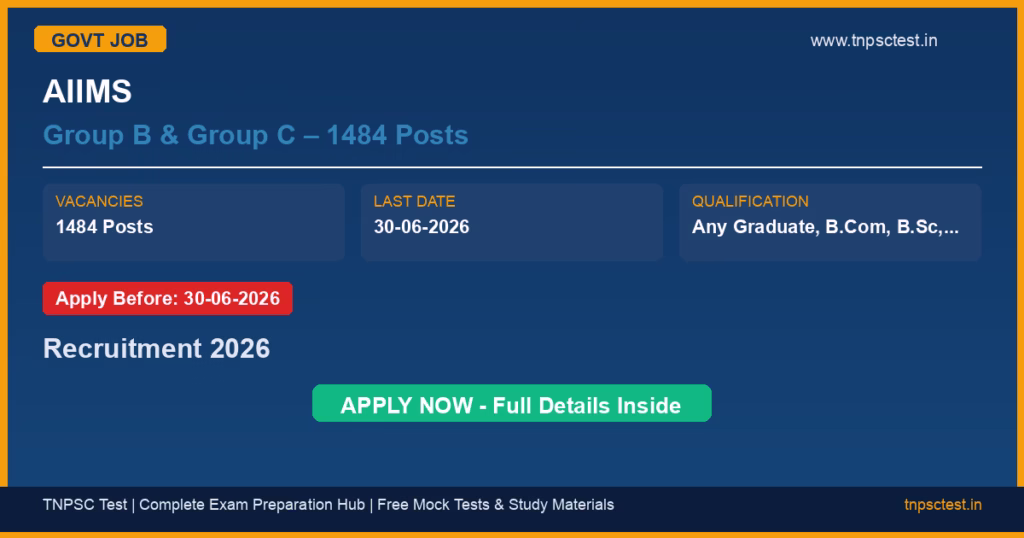 AIIMS Group B & Group C – 1484 Posts Recruitment 2026