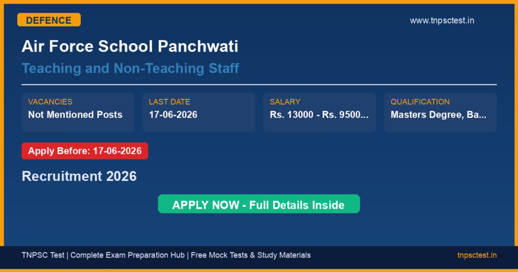 Air Force School Panchwati Teaching and Non-Teaching Staff Recruitment 2026