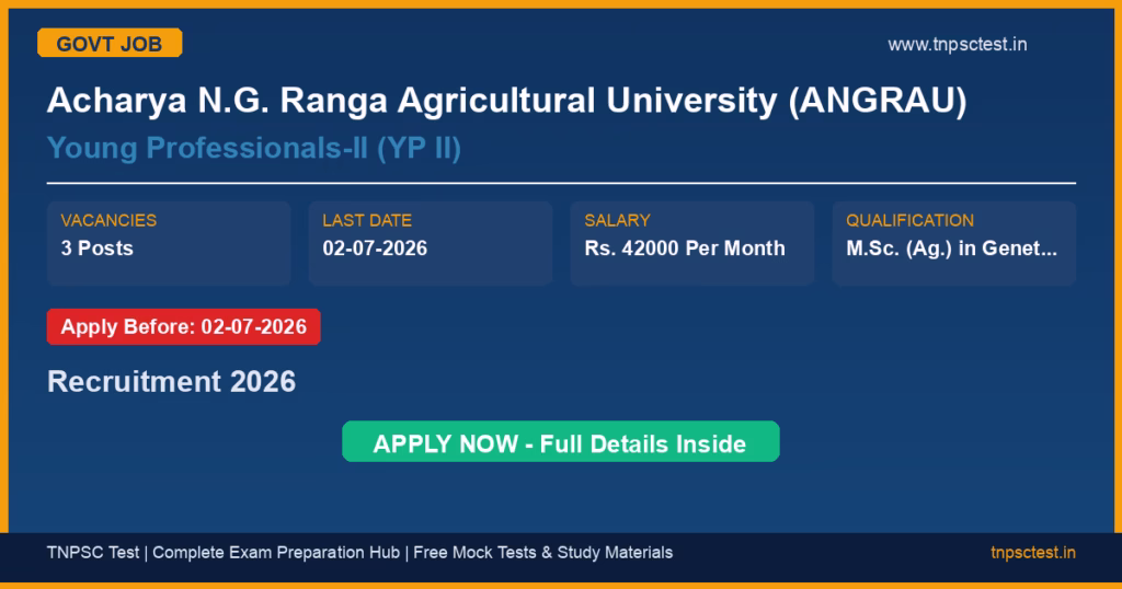 Acharya N.G. Ranga Agricultural University (ANGRAU) Young Professionals-II (YP II) Recruitment 2026