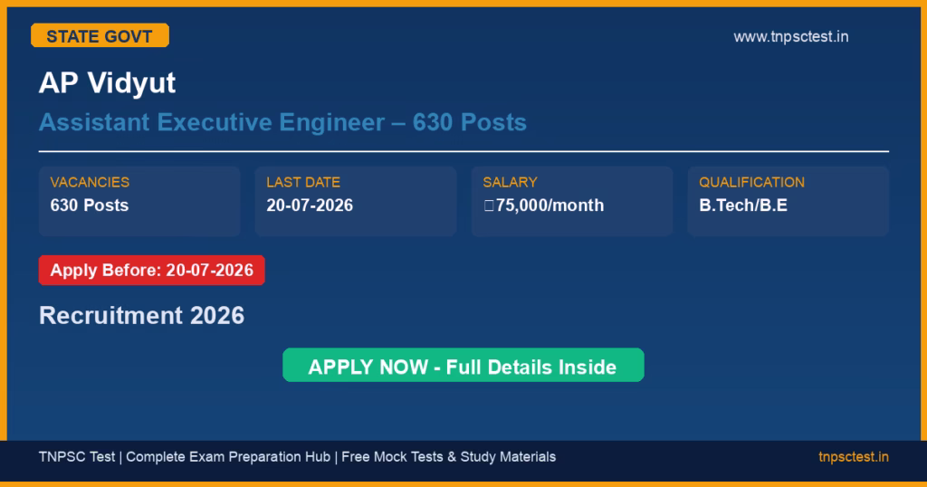 AP Vidyut Assistant Executive Engineer – 630 Posts Recruitment 2026