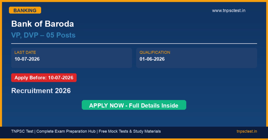 Bank of Baroda VP, DVP – 05 Posts Recruitment 2026