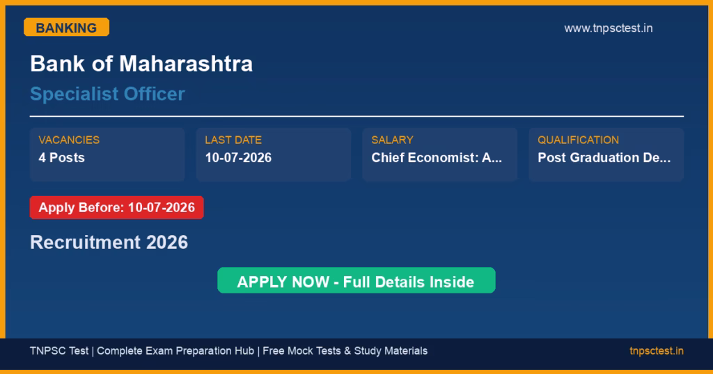 Bank of Maharashtra Specialist Officer Recruitment 2026