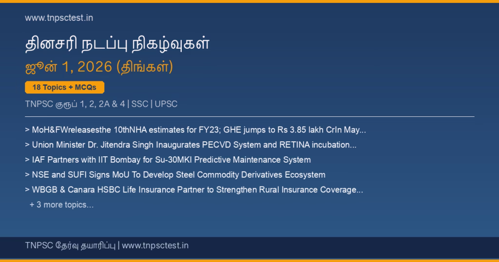 TNPSC நடப்பு நிகழ்வுகள் June 01, 2026 banner