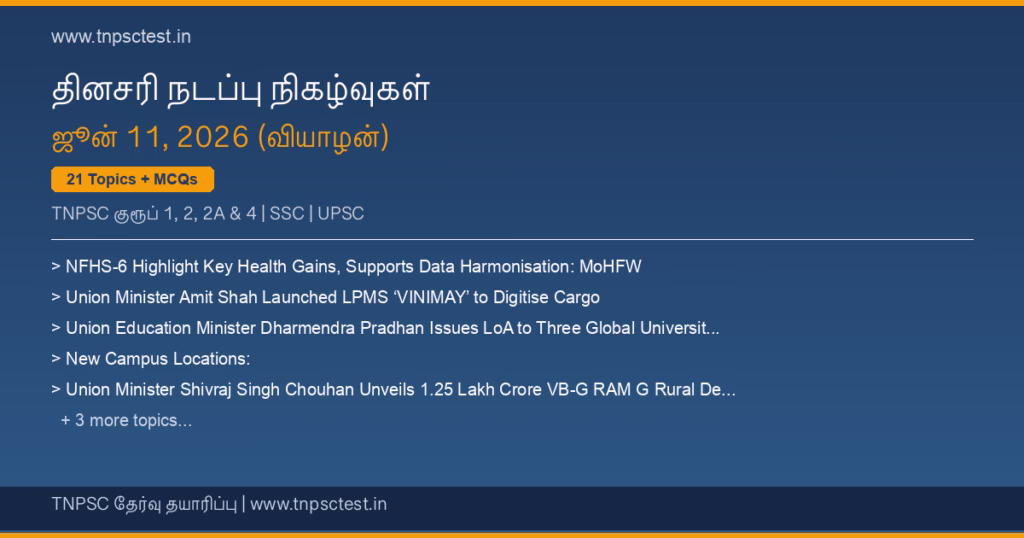 TNPSC நடப்பு நிகழ்வுகள் June 11, 2026 banner