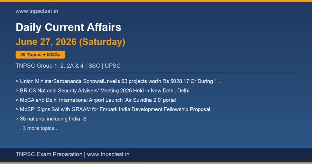 TNPSC Daily Current Affairs June 27, 2026 banner