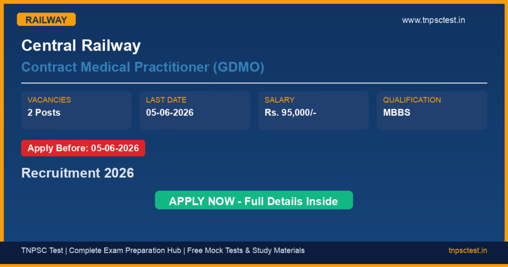 Central Railway Contract Medical Practitioner (GDMO) Recruitment 2026