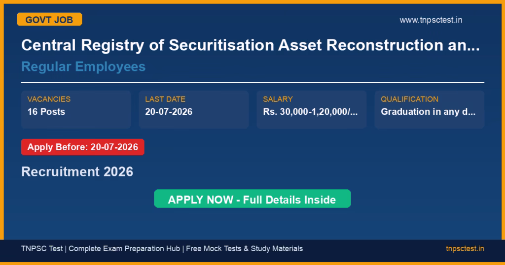Central Registry of Securitisation Asset Reconstruction and Security Interest of India (CERSAI) Regular Employees Recruitment 2026