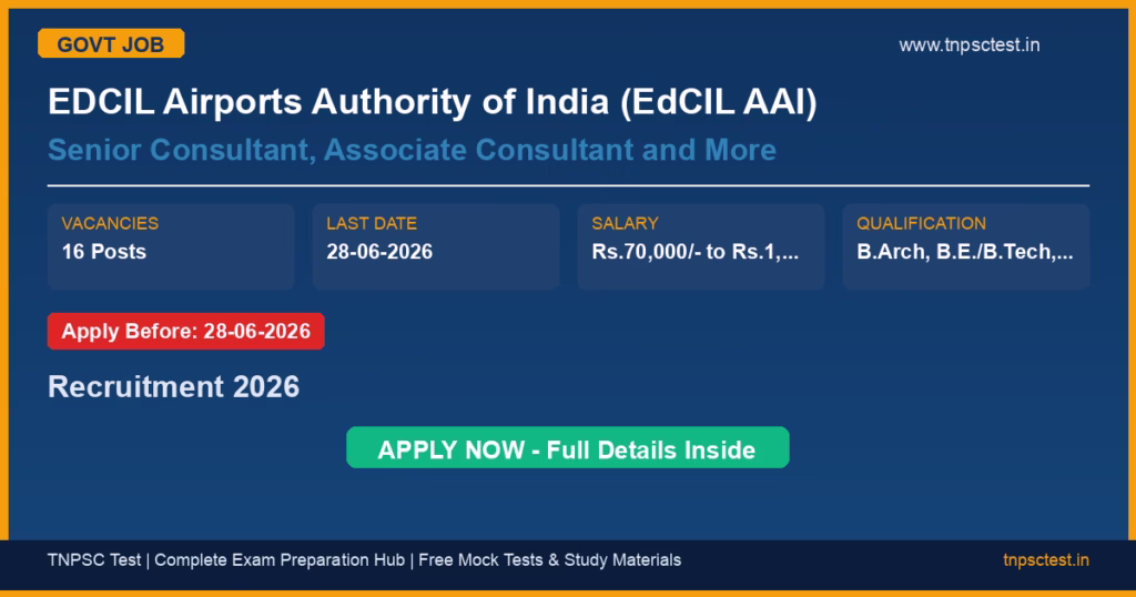 EDCIL Airports Authority of India (EdCIL AAI) Senior Consultant, Associate Consultant and More Recruitment 2026