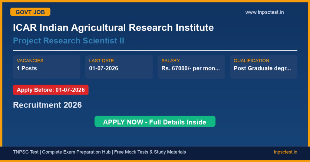ICAR Indian Agricultural Research Institute Project Research Scientist II Recruitment 2026
