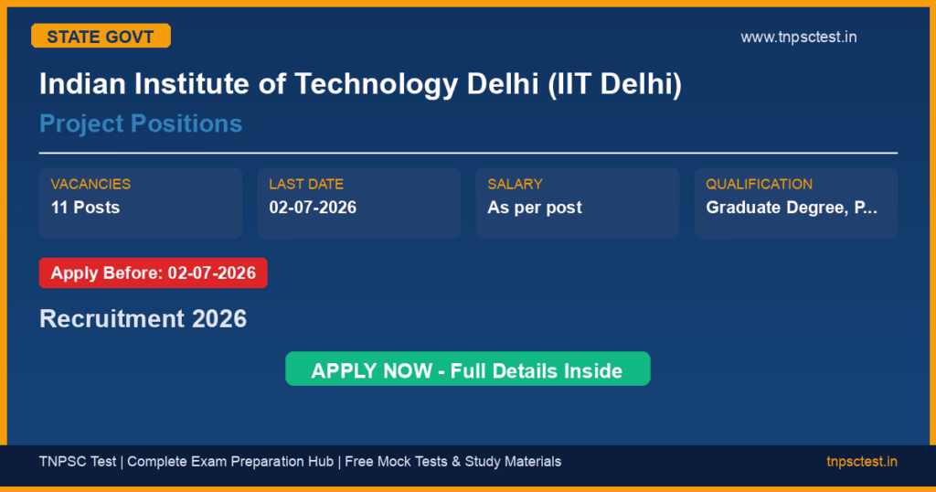 Indian Institute of Technology Delhi (IIT Delhi) Project Positions Recruitment 2026
