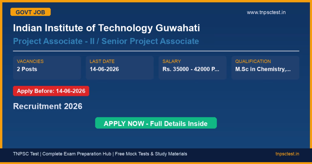 Indian Institute of Technology Guwahati Project Associate - II / Senior Project Associate Recruitment 2026