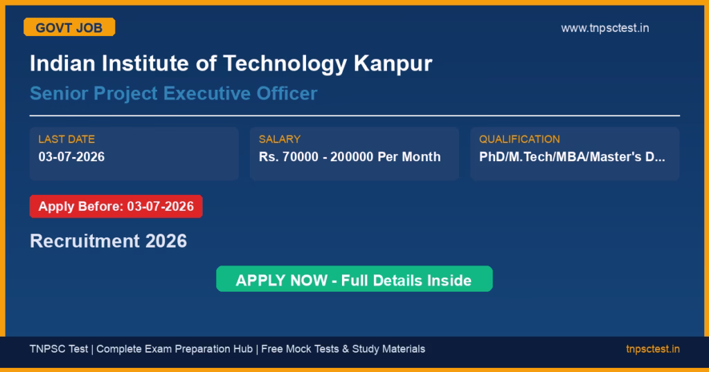 Indian Institute of Technology Kanpur Senior Project Executive Officer Recruitment 2026