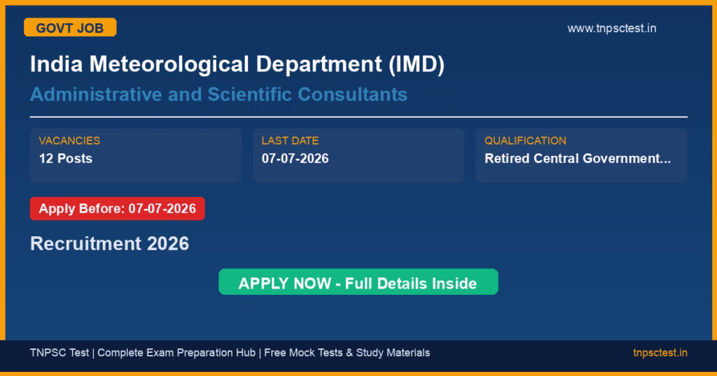India Meteorological Department (IMD) Administrative and Scientific Consultants Recruitment 2026