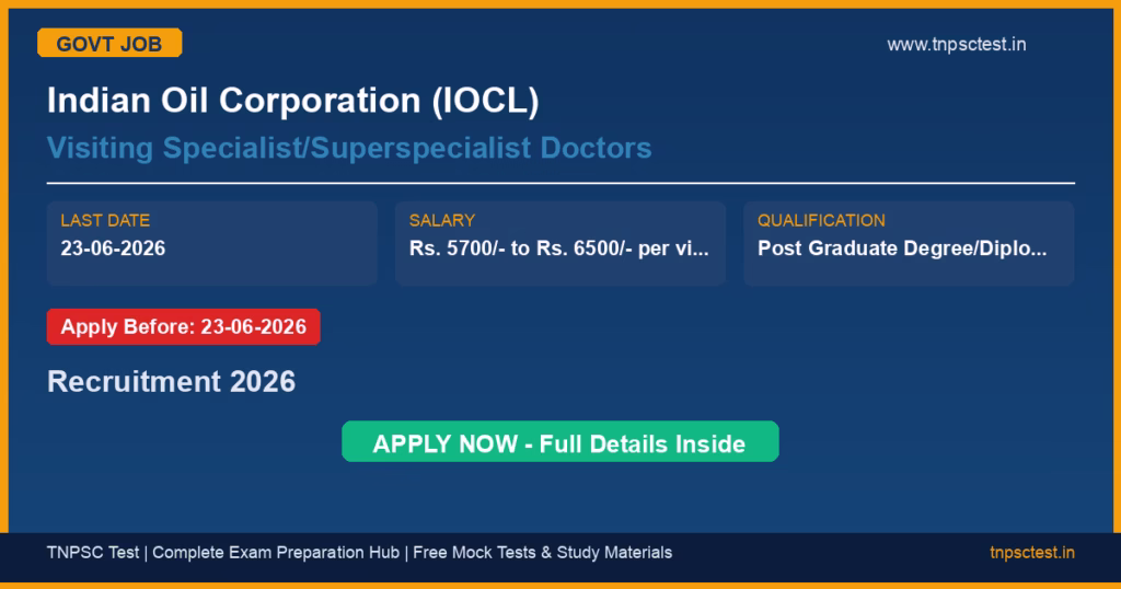Indian Oil Corporation (IOCL) Visiting Specialist/Superspecialist Doctors Recruitment 2026
