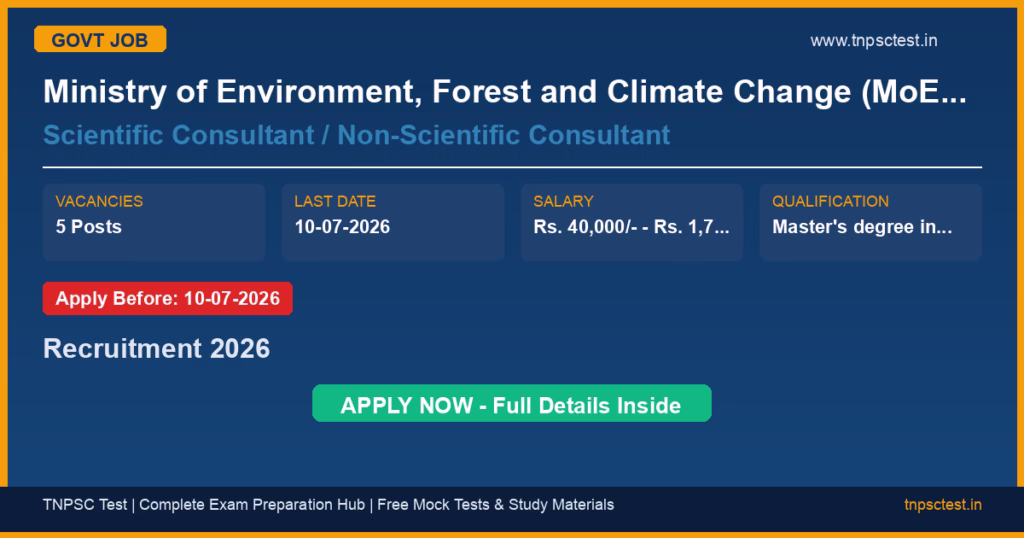 Ministry of Environment, Forest and Climate Change (MoEF&CC) Scientific Consultant / Non-Scientific Consultant Recruitment 2026