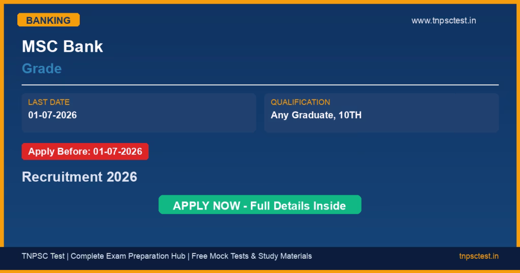 MSC Bank Grade Recruitment 2026