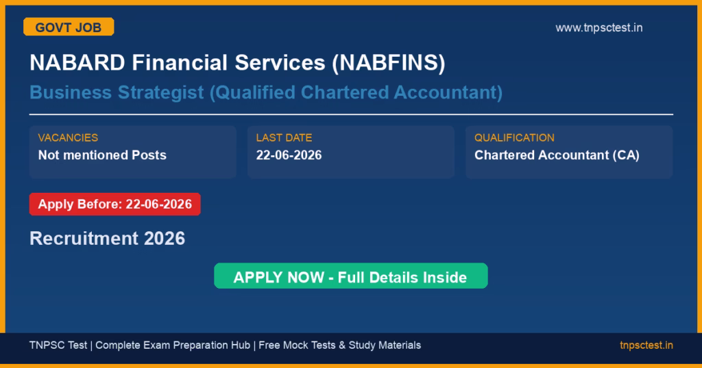 NABARD Financial Services (NABFINS) Business Strategist (Qualified Chartered Accountant) Recruitment 2026