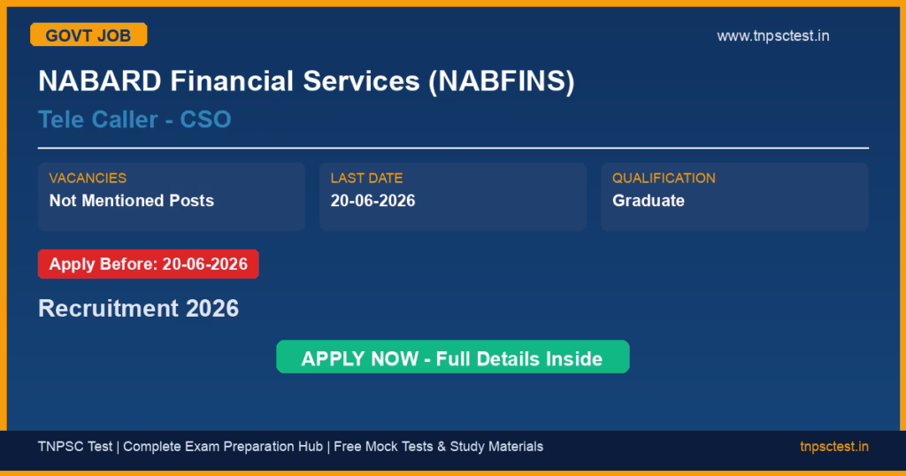 NABARD Financial Services (NABFINS) Tele Caller - CSO Recruitment 2026