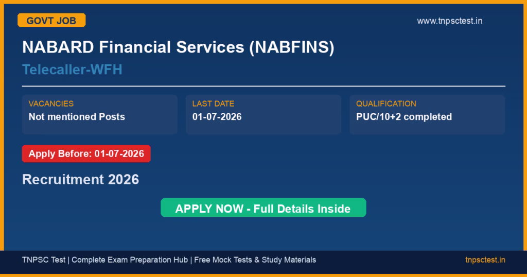 NABARD Financial Services (NABFINS) Telecaller-WFH Recruitment 2026