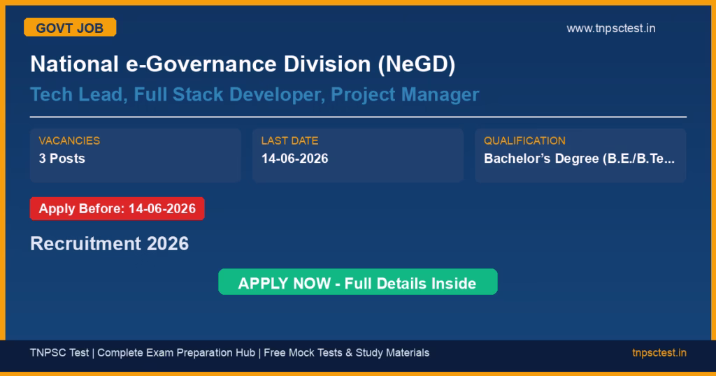National e-Governance Division (NeGD) Tech Lead, Full Stack Developer, Project Manager Recruitment 2026