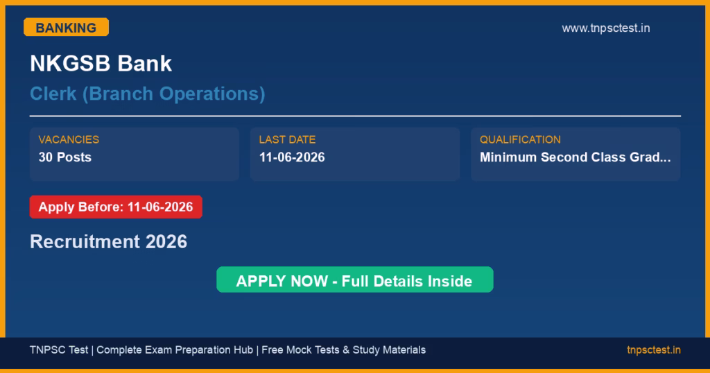 NKGSB Bank Clerk (Branch Operations) Recruitment 2026