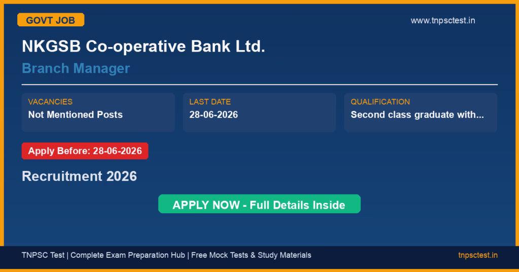 NKGSB Co-operative Bank Ltd. Branch Manager Recruitment 2026