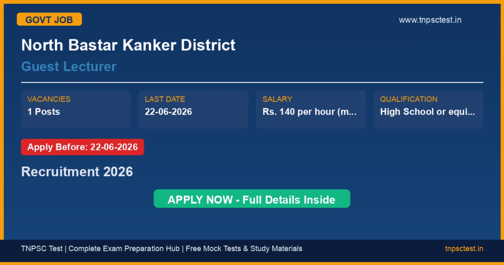 North Bastar Kanker District Guest Lecturer Recruitment 2026
