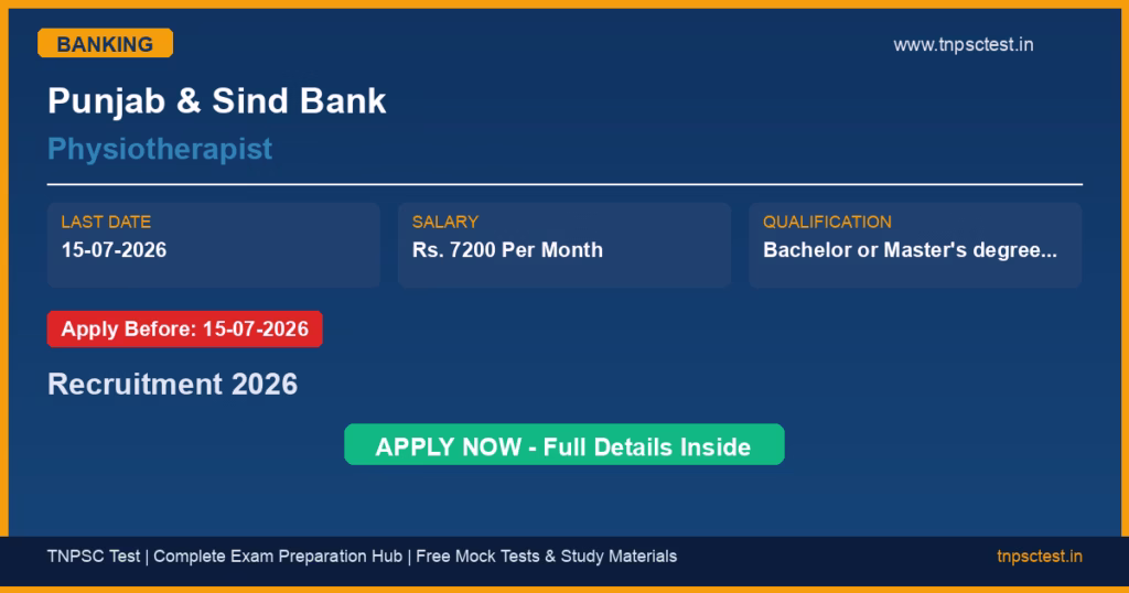 Punjab & Sind Bank Physiotherapist Recruitment 2026