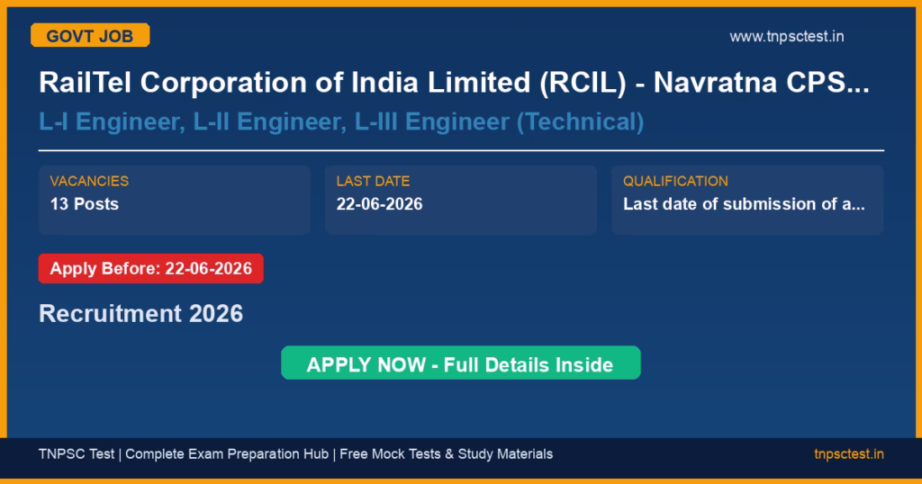 RailTel Corporation of India Limited (RCIL) - Navratna CPSE under Ministry of Railways L-I Engineer, L-II Engineer, L-III Engineer (Technical) Recruitment 2026
