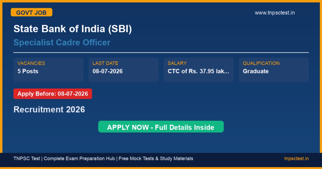 State Bank of India (SBI) Specialist Cadre Officer Recruitment 2026