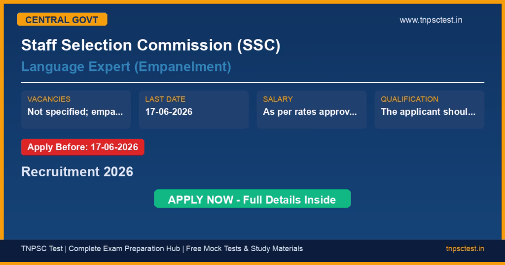 Staff Selection Commission (SSC) Language Expert (Empanelment) Recruitment 2026