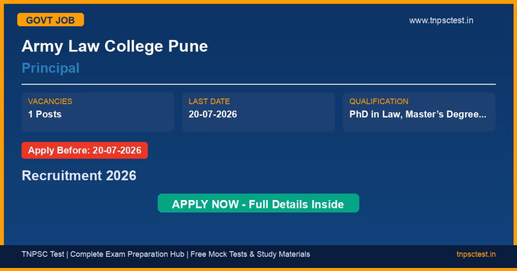 Army Law College Pune Principal Recruitment 2026