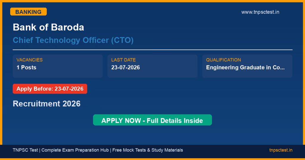 Bank of Baroda Chief Technology Officer (CTO) Recruitment 2026