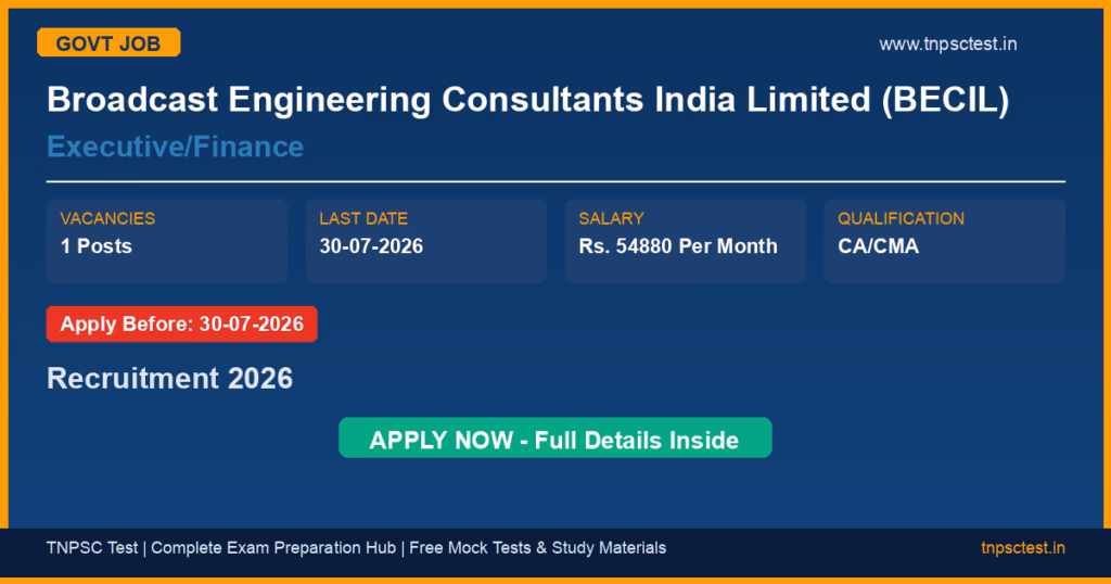 Broadcast Engineering Consultants India Limited (BECIL) Executive/Finance Recruitment 2026