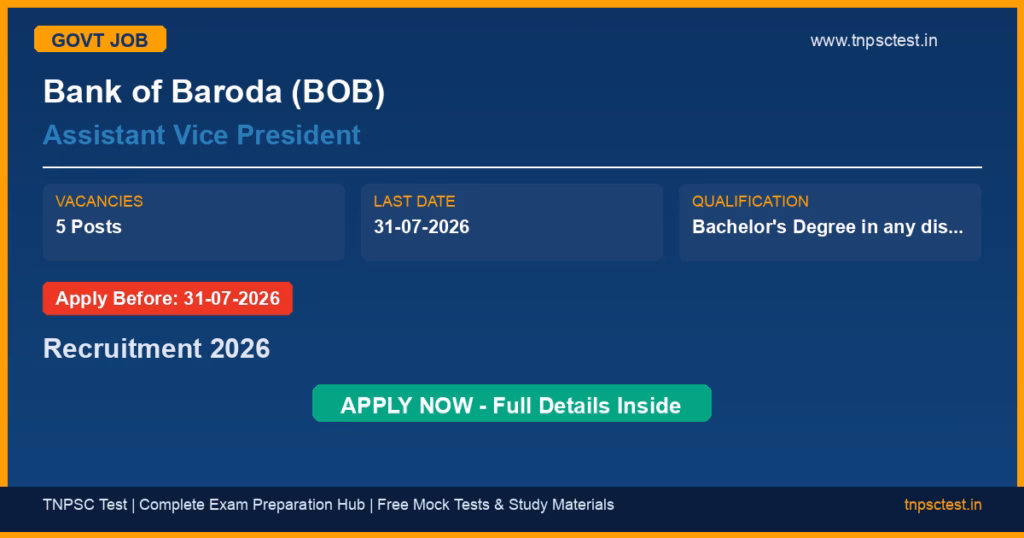 Bank of Baroda (BOB) Assistant Vice President Recruitment 2026