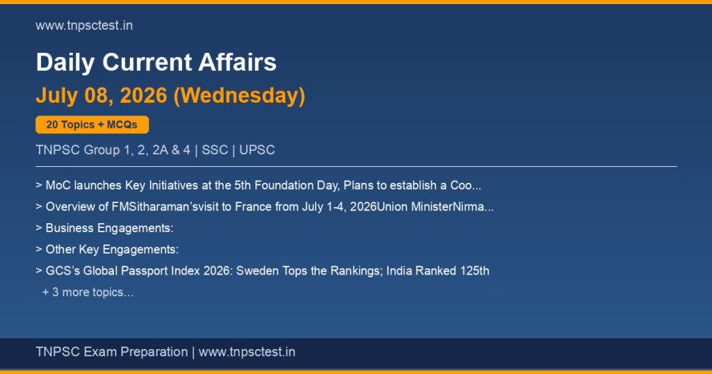 TNPSC Daily Current Affairs July 08, 2026 banner