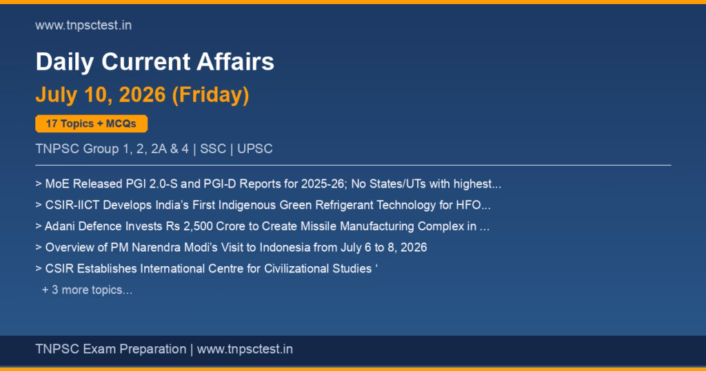 TNPSC Daily Current Affairs July 10, 2026 banner