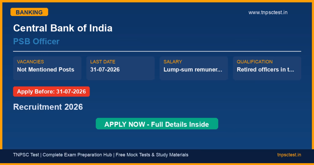 Central Bank of India PSB Officer Recruitment 2026