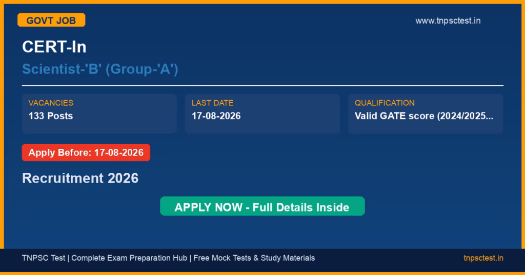 CERT-In Scientist-'B' (Group-'A') Recruitment 2026