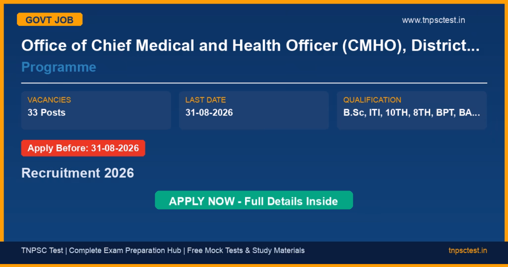 Office of Chief Medical and Health Officer (CMHO), District Raipur, Chhattisgarh Programme Recruitment 2026